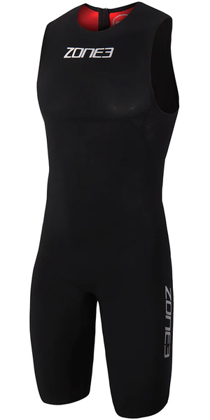 2026 Zone3 Hombres Streamline Back Zip Sin Mangas Shorty Swimskin SS18MSTL101 - Black / Red